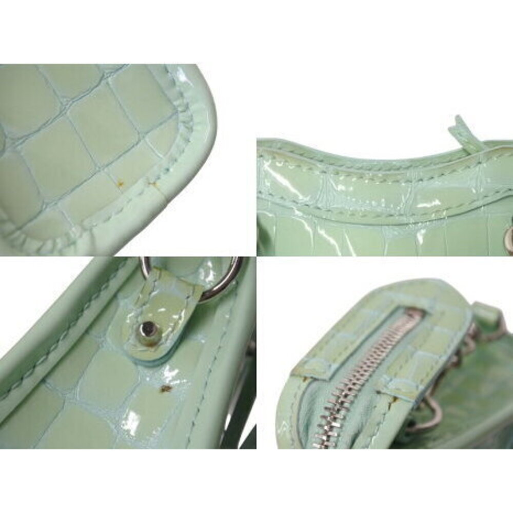 BALENCIAGA City Handbag Green Patent Vernis Leather Crocodile Embossed - Picture 7 of 8